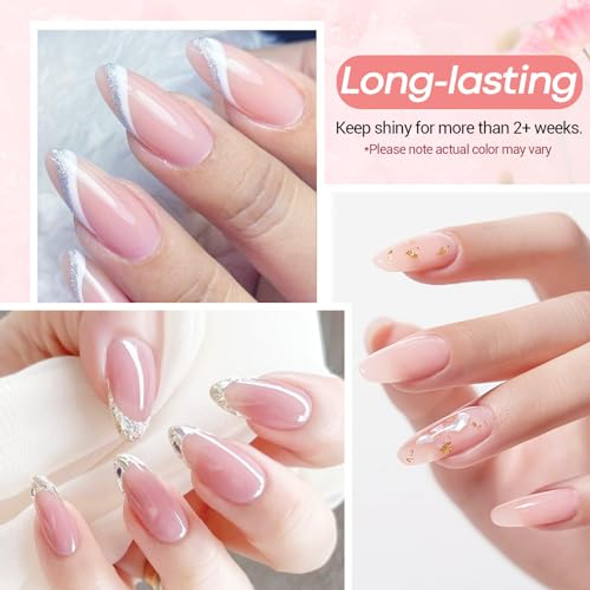 Azurebeauty Translucent Dip Powder - Jelly Baby Pink Color 2Oz/56G Sheer Rose Pink Neutral Semi-Transparent Clear Dipping Powder Crystal French Nail Art Starter Manicure Salon Diy Home
