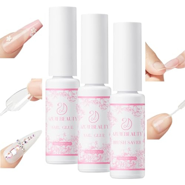 Azurebeauty 30Ml Nail Glue 5 In One For Strong Nail Tipspress On Nails And Repairs Natural Nails Bond For Acrylic Nails No Uv Lamp Needed