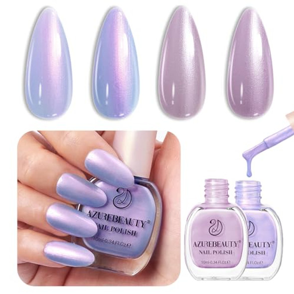 Azurebeauty Dreamy Blue Purple Nail Polish Setprofessional For Diy Manicure And Pedicure At Home