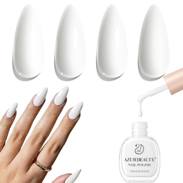 Azurebeauty Warm White Nail Polish & Top Coat – Quick Dry Long-Lasting Natural Glossy Finish For Diy Manicure & Nail Art Salon Quality 10Ml For Women