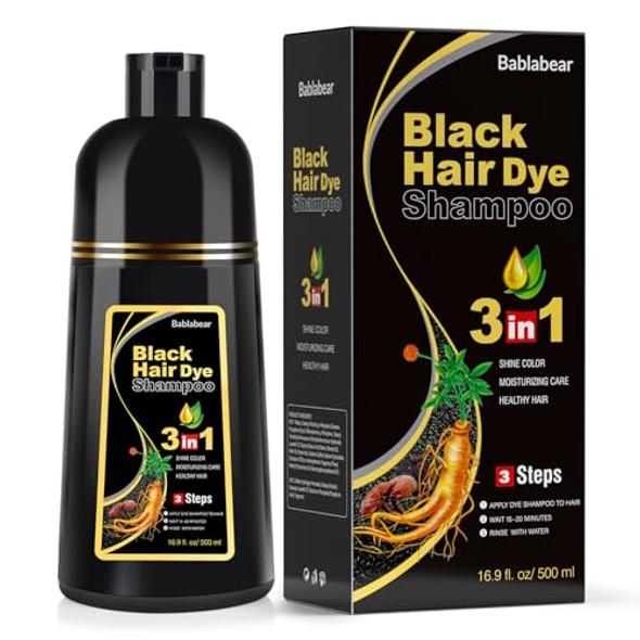 Bablabear Black Hair Dye Shampoo And Hair Mask Set.Effectively Covers Grey Hair And Repairs Damaged Hair.