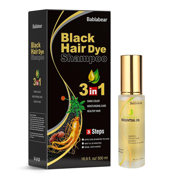 Bablabear Black Hair Dye Shampoo And Hair Oil