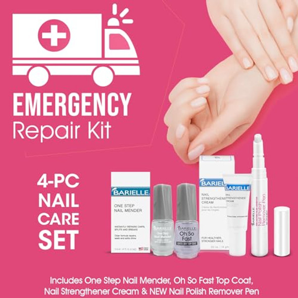 Barielle Emergency Repair Kit 4-Pc Set - Nail Repair & Restore Kit Includes Nail Strengthener Cream Nail Mender Oh So Fast Top Coat & Nail Polish Remover Pen Barielle Emergency Repair Kit 4-Pc Set - Nail Repair & Restore Kit Includes Nail Strengthener Cream Nail Mender Oh So Fast Top Coat & Nail Polish Remover Pen