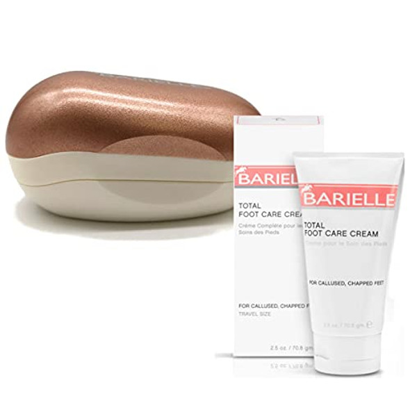 Barielle Portable Oval Gold & White Clamshell Foot File/Foot Rasp With 2.5Oz Total Care Foot Cream 2-Pc Foot Care Set Barielle Portable Oval Gold & White Clamshell Foot File/Foot Rasp With 2.5Oz Total Care Foot Cream 2-Pc Foot Care Set