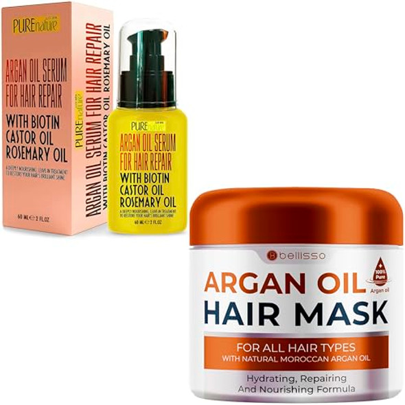 Bellisso Moroccan Argan Oil Mask And Moroccan Argan Oil Hair Serum
