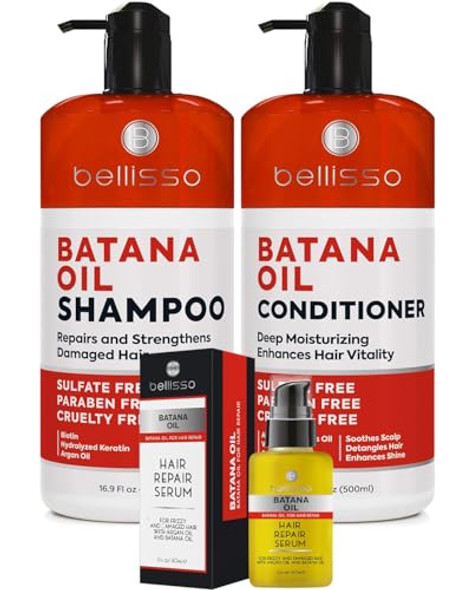 Bellisso Batana Oil Shampoo And Conditioner Set And Batana Oil Hair Serum