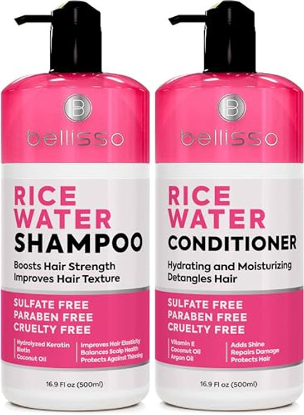 Bellisso Rice Water Shampoo And Conditioner Set And Rice Water Spray For Hair