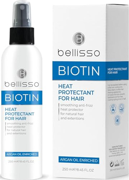 Bellisso Biotin Heat Protectant Spray With Moroccan Argan Oil And Biotin Shampoo And Conditioner Set And Biotin Hair Mask
