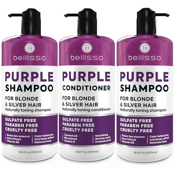 Bellisso Purple Shampoo And Conditioner Set And Purple Shampoo