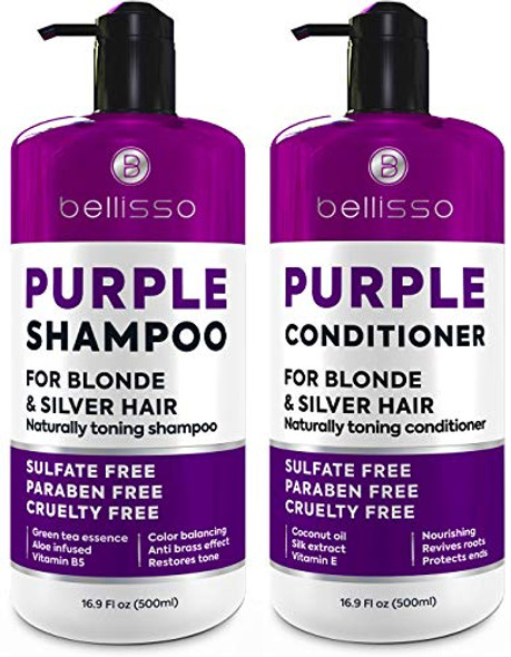 Bellisso Purple Shampoo And Conditioner Set And Purple Shampoo