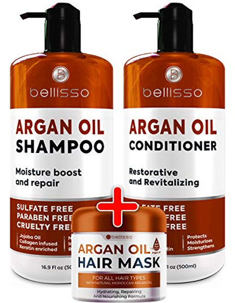 Bellisso Moroccan Argan Shampoo Conditioner Set And Hair Mask