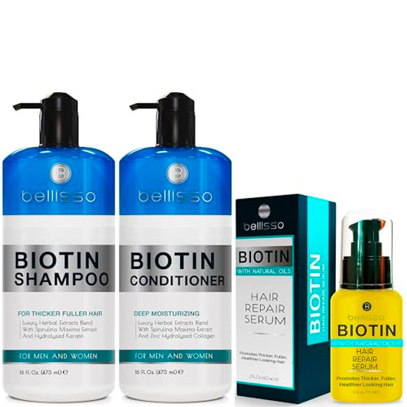 Bellisso Biotin Shampoo And Conditioner Set And Biotin Hair Thickening Serum