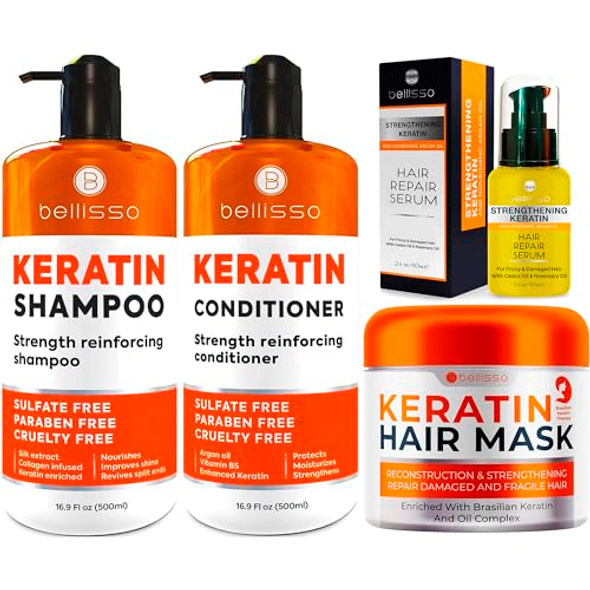 Bellisso Keratin Shampoo And Conditioner Set Keratin Hair Mask And Serum