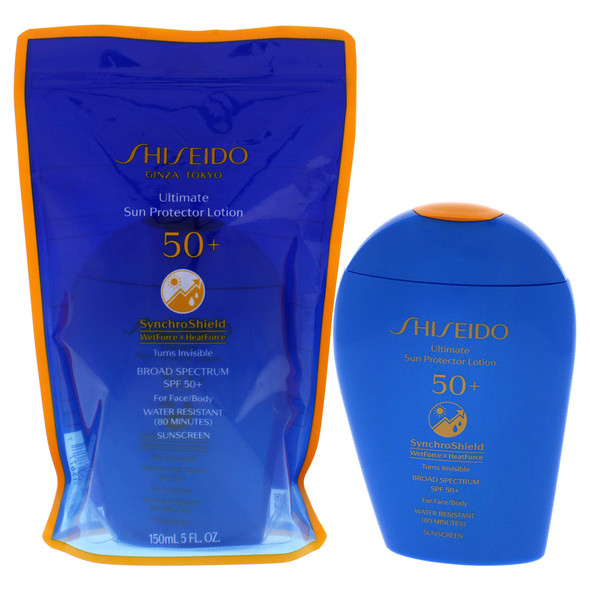 Shiseido Ultimate Sun Protector Lotion SPF 50+ Sunscreen SynchroShield WetForce X HeatForce, 150mL / 5 fl. oz