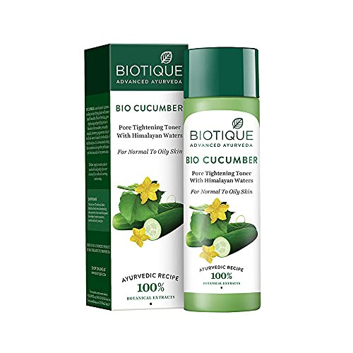 Biotique Bio Cucumber Pore Tightening Toner With Himalayan Waters For Normal To Oily Skin -120 Ml/ 4.06Fl.Oz. I Help From Harmful Effects Of Sun I Berberis Aristata Cucumis Sativus