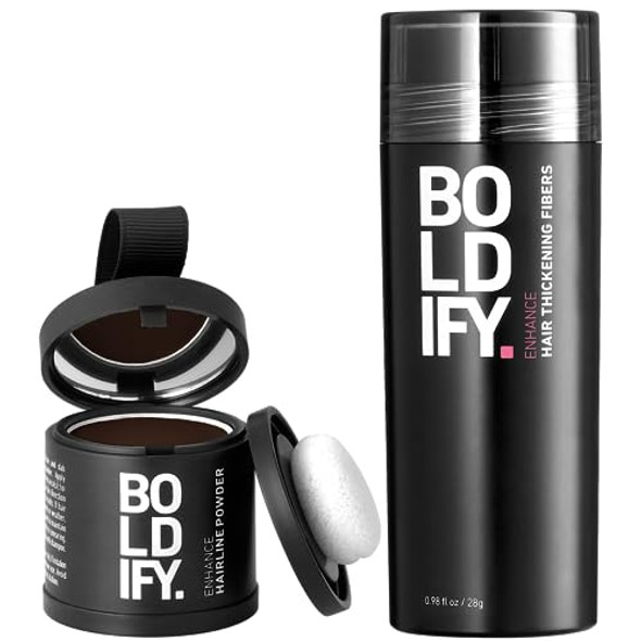 Boldify Build & Conceal Bundle - Dark Brown Hair Fiber & Hairline Powder: Undetectable Thickener For Fine Hair Instant Root Touchup For Men & Women Boldify Build & Conceal Bundle - Dark Brown Hair Fiber & Hairline Powder: Undetectable Thickener For Fine Hair Instant Root Touchup For Men & Women