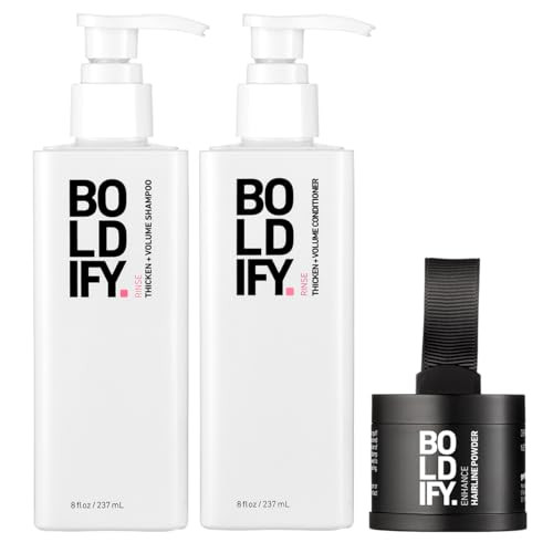 Boldify Hairline Powder + Shampoo + Conditioner: Bundle: Root Touchup Hair Loss Powder And Natural Volumizing Shampoo And Conditioner For Fine Hair (Light Blonde)