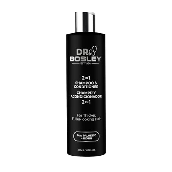 BosleyMD  Dr. Bosley 2-In-1 Shampoo & Conditioner – Biotin & Saw Palmetto – Sulfate- Thickening Formula For Thicker Fuller-Looking Hair – Strengthens & Volumizes – 10.1 Fl Oz
