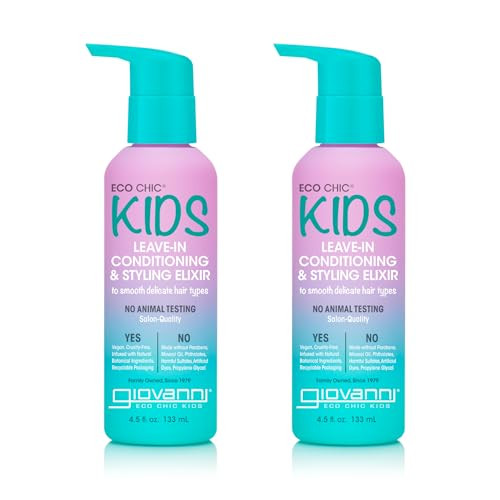 Giovanni Eco Chic Kids Leave-In Conditioning & Styling Elixir - Kids Leave In Conditioner Leave In Conditioner For Kids For Smooth Delicate Hair Types Salon Quality Vegan - 4.5 Fl Oz (Pack Of 2)