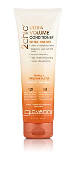 Giovanni 2Chic Ultra-Volume Conditioner - Daily Volumizing Formula With Papaya & Tangerine Butter Promotes Weightless Control For Thin Hair No Parabens Color Safe - 8.5 Oz