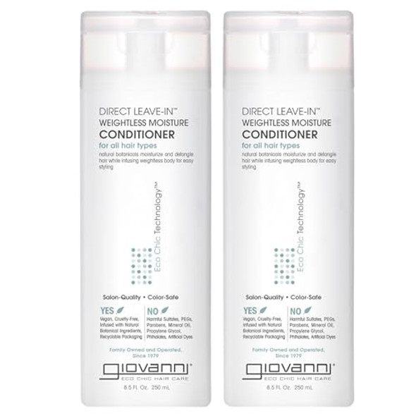 Giovanni Direct Leave-In Weightless Moisture Conditioner - Co-Wash Great For Curls & Wavy Hair Wash & Go Salon Quality No Parabens Infused With Natural Botanical Ingredients - 8.5 Oz (Pack Of 2)