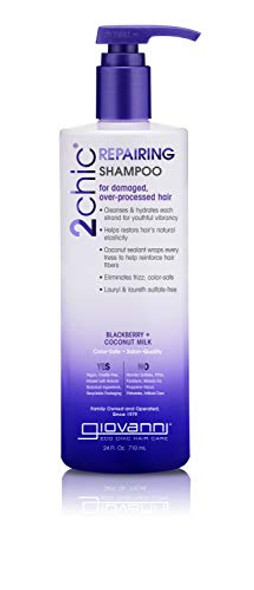 Giovanni 2Chic Ultra-Repairing Shampoo - For Damaged Over-Processed Hair Helps Restore Hair'S Natural Elasticity Blackberry & Coconut Oil Argan Shea Butter Color Safe - 24 Oz