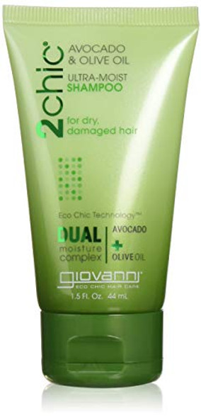 Giovanni 2Chic Ultra-Moist Shampoo - Avocado & Olive Oil Creamy Hydration Formula Enriched With Aloe Vera Shea Butter Botanical Extracts No Parabens Color Safe - 1.5 Fl Oz