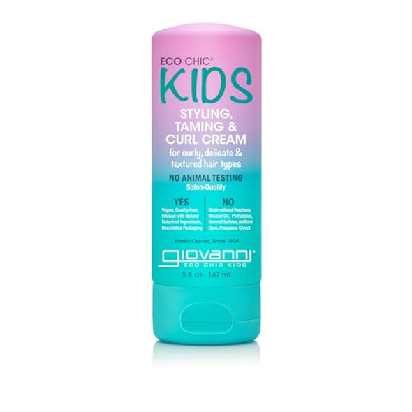 Giovanni Eco Chic Kids Styling Taming & Curl Cream - Kids Curl Cream Kids Curly Hair Products Curl Cream For Curly Hair Kids For Curly Delicate And Textured Hair Types Salon Quality - 5 Fl Oz