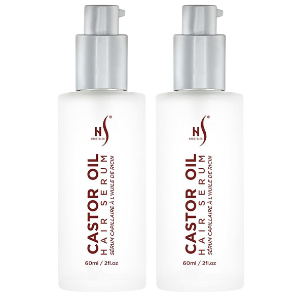 Herstyler Castor Oil Hair Serum For Hair Growth - Hair Shine Serum With Vitamin E - Hair Growth Serum - Hair Serum Heat Protectant - Vitamin E For Silky Hair - 2 Fl Oz (1 Pack) (2 Pack)