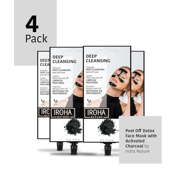Iroha Nature Deep Cleansing Peel-Off Face Mask  4 Pack  Ideal For Combination To Oily Skin  Removes Impurities & Imperfections Iroha Nature Deep Cleansing Peel-Off Face Mask  4 Pack  Ideal For Combination To Oily Skin  Removes Impurities & Imperfections