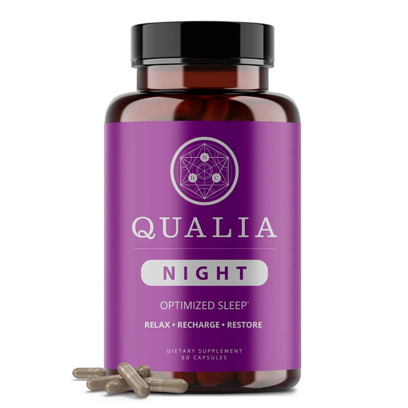 Qualia Night Sleep Aid | Non-Habit Forming | Science-Backed Supplement for Deep Refreshing Sleep | Melatonin-Free Vegan Non-GMO Gluten-Free 80 Count