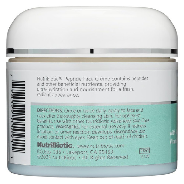 Nutribiotic – Peptide Face Creme With Gse 2 Oz  Ultra-Hydrating  Collagen Synthesis Support  With Botanical Extracts & Oils & Vitamin E  Natural Fragrance & Paraben