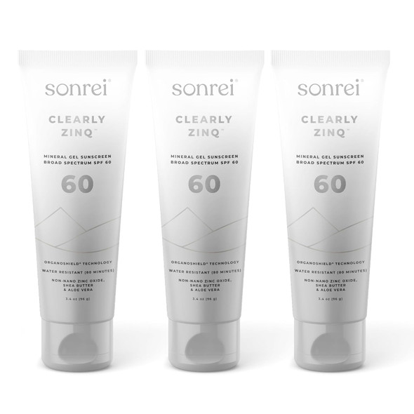 Sonrei Clearly Zinq Mineral Face And Body Zinc Athleisure Sunscreen Gel Spf 60 (3.40 Fl Oz (Pack Of 1))