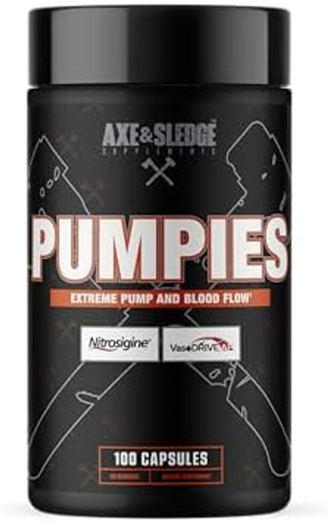 Axe & Sledge Pumpies Nitric Oxide Booster  Supports Muscle Pumps Blood Flow Vascularity & Performance  100 Capsules 20 Servings