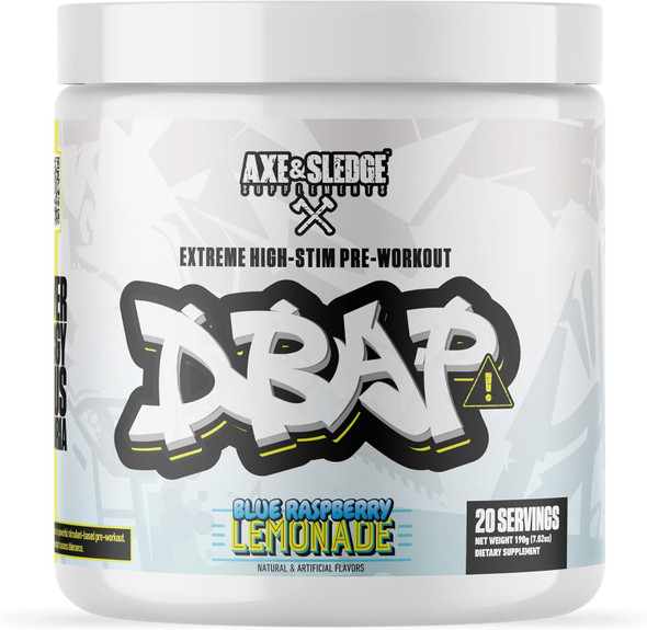Axe & Sledge Dbap Extreme High Stim Pre-Workout Powder  400Mg Caffeine  Beta Alanine Betaine Anhydrous Electrolytes & Focus  High Stimulant Pre Workout Supplement  20 Servingssour Skyburst