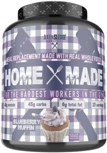 Axe & Sledge Supplements Home Made Whole-Foods-Based Meal Replacement Powder With Digestive Enzymes Protein Carbohydrates And Fats 25 Servings Blueberry Muffin