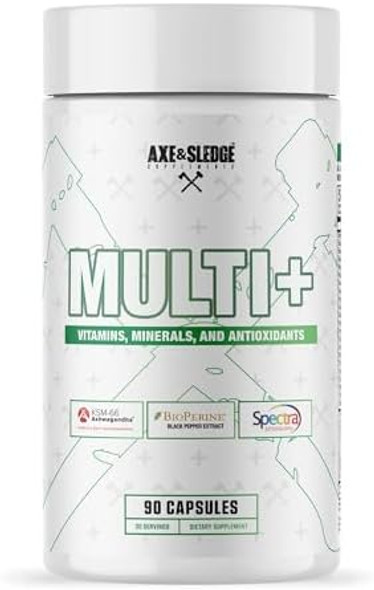 Axe & Sledge Multi Plus Multivitamin  24 Bioavailable Vitamins & Minerals Ashwagandha  Multivitamin For Women And Men For Daily Nutritional Support  90 Capsules 30 Servings