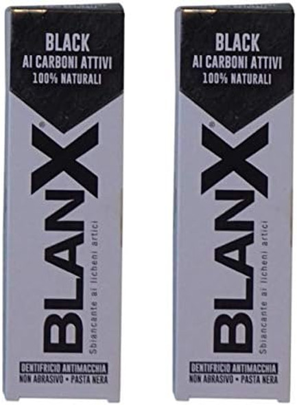Blanx: "Black" Whitening Black Toothpaste - 2.54 Fluid Ounces (75Ml) Tube (Pack Of 2) [ Italian Import ]