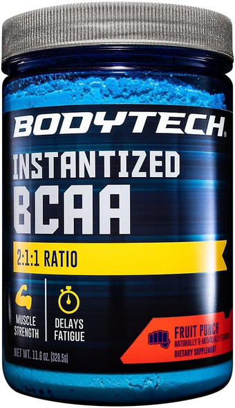 Bodytech Bcaa (Branched Chain Amino Acid) Fruit Punch - Optimal 2:1:1 Ratio - Supports Muscle Recovery & Endurance (11.5 Ounce Powder)