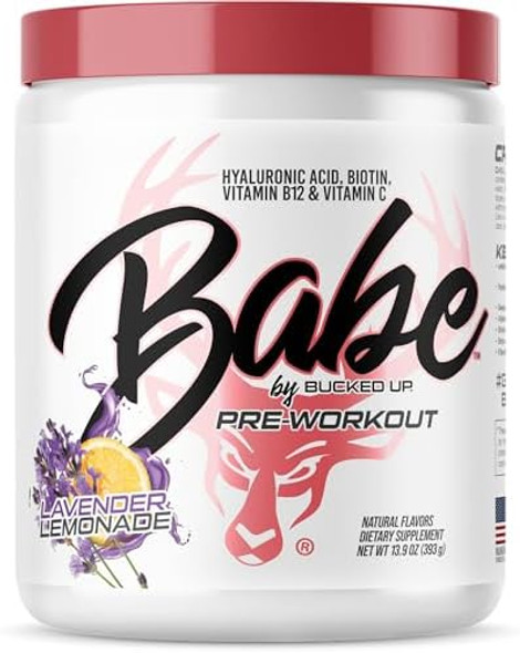 Bucked Up Babe Pre Workout Powder For Women  Lavender Lemonade  6G Citrulline 2G Beta-Alanine 100Mg Hyaluronic Acid 5Mg Biotin And 5 Other Registered Trademarked Ingredients  30 Servings  13.9 Oz