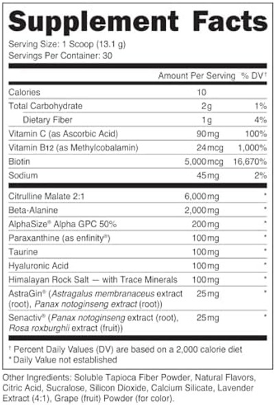 Bucked Up Babe Pre Workout Powder For Women  Lavender Lemonade  6G Citrulline 2G Beta-Alanine 100Mg Hyaluronic Acid 5Mg Biotin And 5 Other Registered Trademarked Ingredients  30 Servings  13.9 Oz