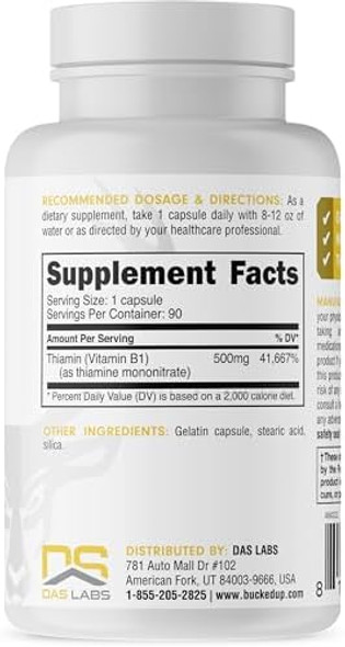 Bucked Up Vitamin B1 500Mg Capsules Essentials (90 Servings)