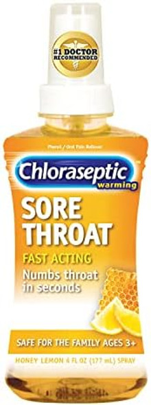 Chloraseptic Sore Throat Spray Warming With Real Honey Honey Lemon 6 Fl Oz (Pack Of 2)