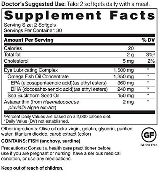 Dr. Whitaker'S Eyedrate Hydration And Lubrication Supplement With Omega-3 Omega-7 And Antioxidants 60 Softgels (30-Day Supply)