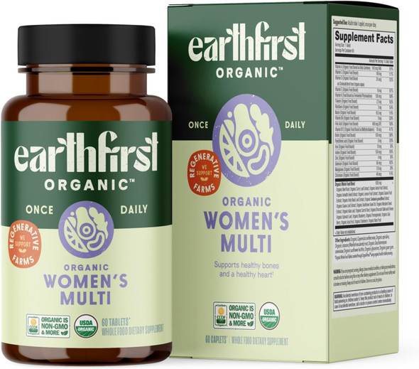 Earthfirst Organic Women’S Multi Once Daily Women'S Multivitamin Iron Vitamin B12 & More 19 Vitamins From Herbs & Superfoods 30 Count