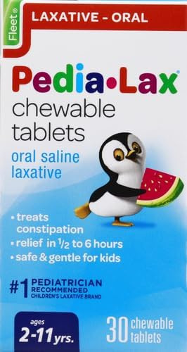 Fleet Pedia-Lax Laxative Chewable Tablets For Kids Ages 2-11 Watermelon Flavor 30 Count (Pack Of 3) (Axfl655-189019(13.74))