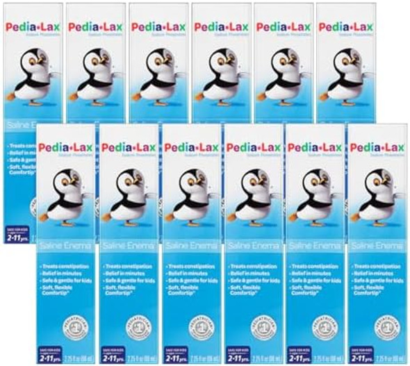 Fleet Pedia-Lax Laxative Saline Enema For Kids Ages 2-11 2.25 Fl Oz (12 Pack)