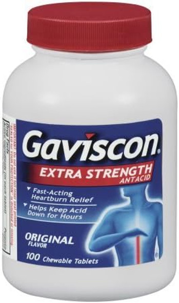 Gaviscon Antacid Chewable Tablets Extra Strength Original Flavor 100.0 Ea. (Quantity Of 4) Gaviscon Antacid Chewable Tablets Extra Strength Original Flavor 100.0 Ea. (Quantity Of 4)