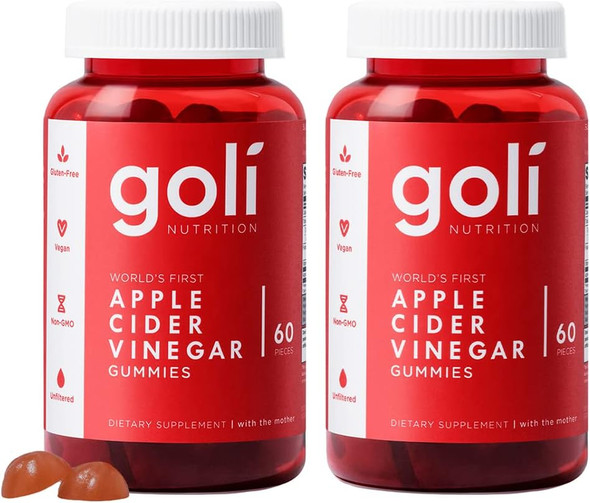 Goli Nutritional Supplement Apple Cider Vinegar Gummy Vitamins Nutrition 2 Pack Of 60 Count