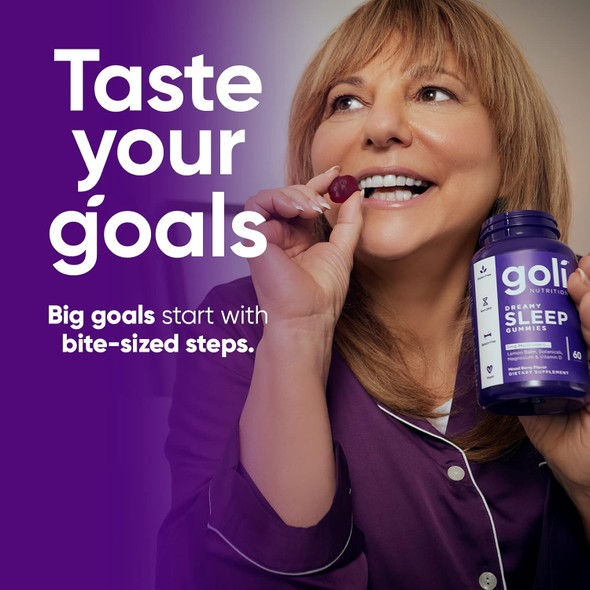 Goli Dreamy Sleep Gummy - 60 Count - Melatonin Vitamin D Magnesium And Lemon Balm Extract - Gelatin- Gluten- Vegan & Non-Gmo